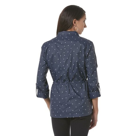 Laura Scott 2X Polka Dot Anorak Windbreaker Jacket - Picture 2 of 6